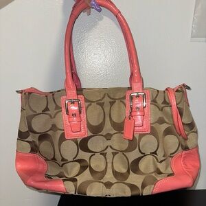 Coach Brown and Pink Shoulder Bag